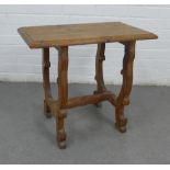 An oak side table on Gothic side supports, 54 x 61cm