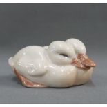 Royal Copenhagen, two ducks figure, printed backstamp and numbered 064, 10cm long