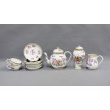 Samson armorial pattern part teaset comprising a teapot with a flower finial, two cups, six saucers,