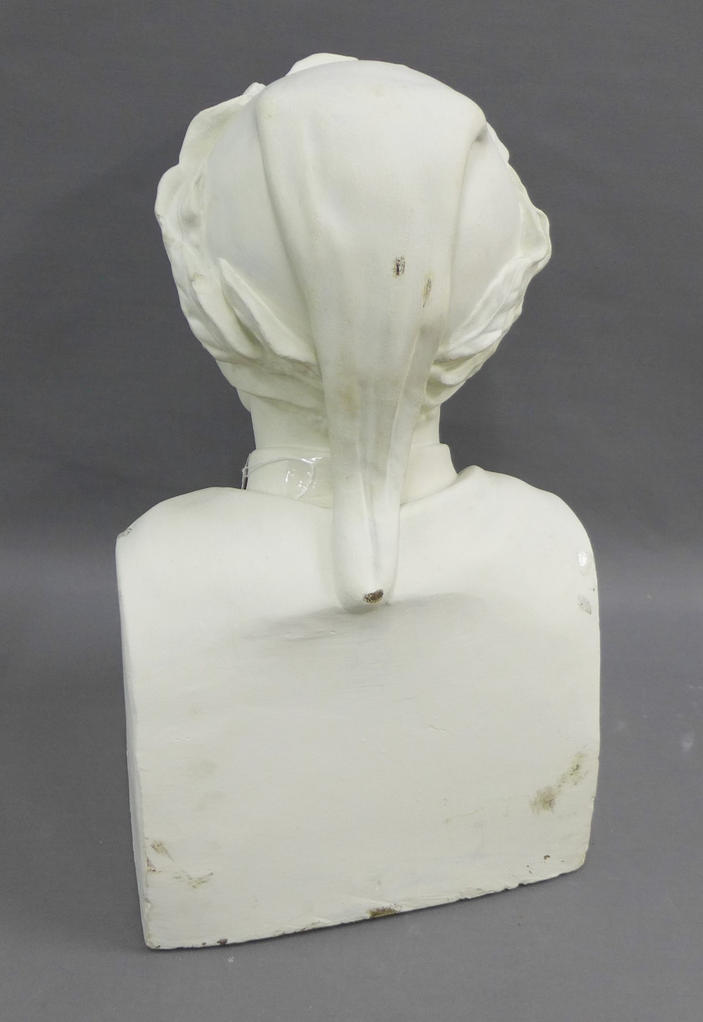 Painted plaster bust of Dante, wearing a cap with laurel wreath, 55cm high - Image 2 of 2