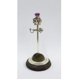 Edwardian silver hatpin holder and ring stand, Birmingham 1905, 12cm high