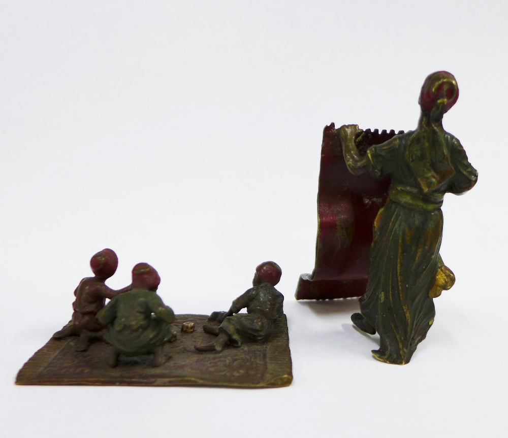 Two Austrian type cold painted bronze figures to include a carpet seller, 8cm high, and another of - Image 3 of 4