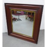 Rectangular wall mirror, with stained mahogany frame with gilt slip border, 121 x 111cm