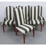 Set of eight contemporary black and white upholstered chairs, 146 x 58cm