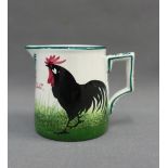 Wemyss Ware 'Bonjour' black cockerel cream jug, with impressed and printed backstamps, 7cm high