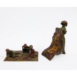 Two Austrian type cold painted bronze figures to include a carpet seller, 8cm high, and another of