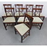 Set of eight Georgian style mahogany dining chairs with curved top rails and x shaped splats with