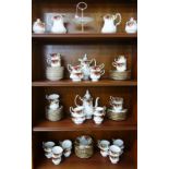 An extensive Royal Albert Old Country Roses teaset comprising cups, saucers, side plates, two tier