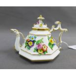 Late 19th / early 20th century Meissen octagonal porcelain teapot and cover, floral encrusted with