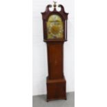 19th century mahogany and inlaid grandfather clock, by John Russell of Falkirk , with a broken