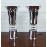 A pair of contemporary faux chrome table lamps, 42 x 22cm (2)