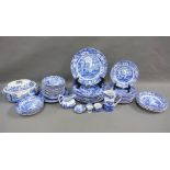 Quantity of Spode Italian blue and white pattern tablewares, comprising ten dinner plates,