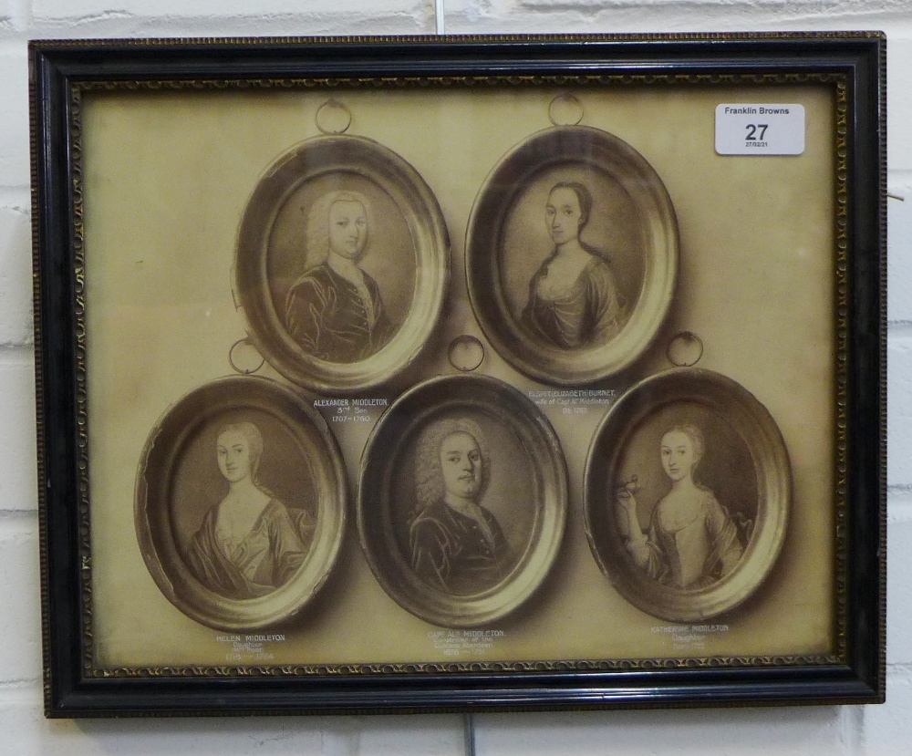 Middleton's of Seton, Aberdeen Family Tree, framed print, in a glazed Hogarth frame, 37 x 29cm