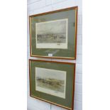 After J Smart, RSA, a pair f coloured golfing prints to include Troon and Luffness, framed under