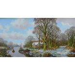 Vincent Selby, Woodland Scene with Cottage and River, oil on canvas, signed, in an ornate gilt