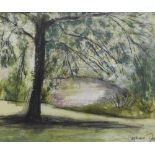 Stephanie Dees, RSW (B.1974) Tree & River, Pastel, framed without glass, 25 x 20cm