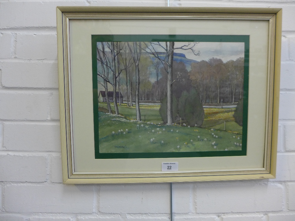 William Walker Telfer, (1907 - 1989) Spring at Aberfeldy, Watercolour, signed and framed under - Image 2 of 2