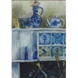 George Gilbert, (SCOTTISH b.1940) Mantel-Piece With Blue Jug, Watercolour, signed and dated '94,