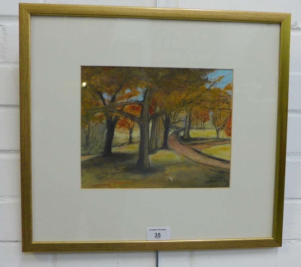 Stephanie Dees, RSW (B.1974) Autumn Trees, Mixed media, signed, framed under glass, 24 x 20cm - Image 2 of 3