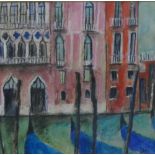 Stephanie Dees, RSW (b.1974) Facade, Venice Mixed Media, Signed and framed under glass, 14 x 13cm