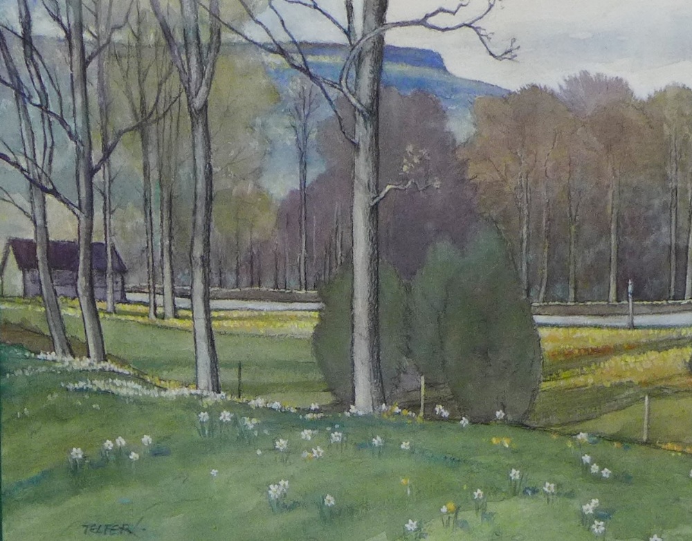 William Walker Telfer, (1907 - 1989) Spring at Aberfeldy, Watercolour, signed and framed under