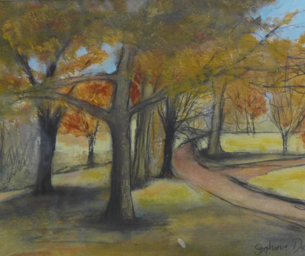 Stephanie Dees, RSW (B.1974) Autumn Trees, Mixed media, signed, framed under glass, 24 x 20cm