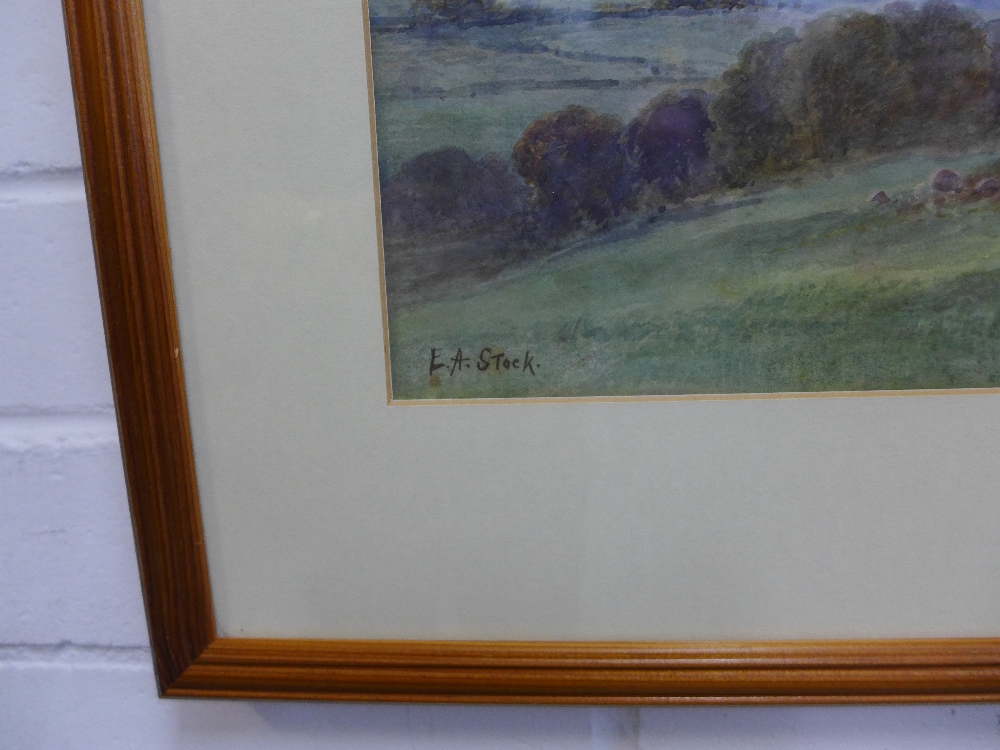 Edith A. Stock (1880 - 1929) Loch Luichart - Dingwall, Watercolour, singed, framed under glass, 45 x - Image 2 of 2