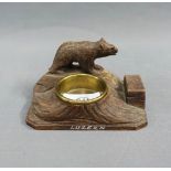 Black Forest style carved wooden Bear desk tidy, 12cm long