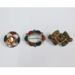 Collection of Scottish hardstone brooches (3)