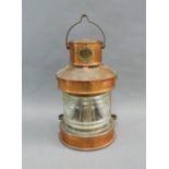 Buchan of Petered, copper and glass Masthead lantern light, 26cm