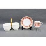 Wedgwood Aesthetic pattern porcelain cup and saucer together with a Wedgwood white glazed cream