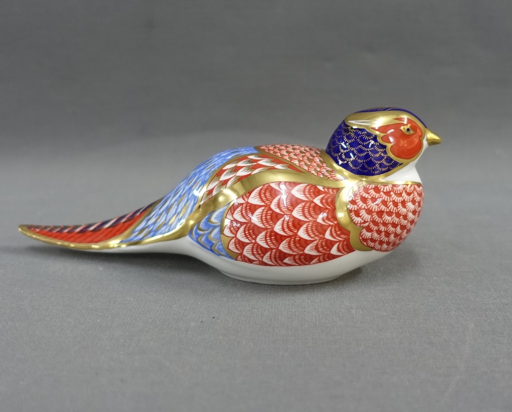 Royal Crown Derby bone china Imari pattern bird, with red printed backstamp, 18cm long - Image 2 of 3