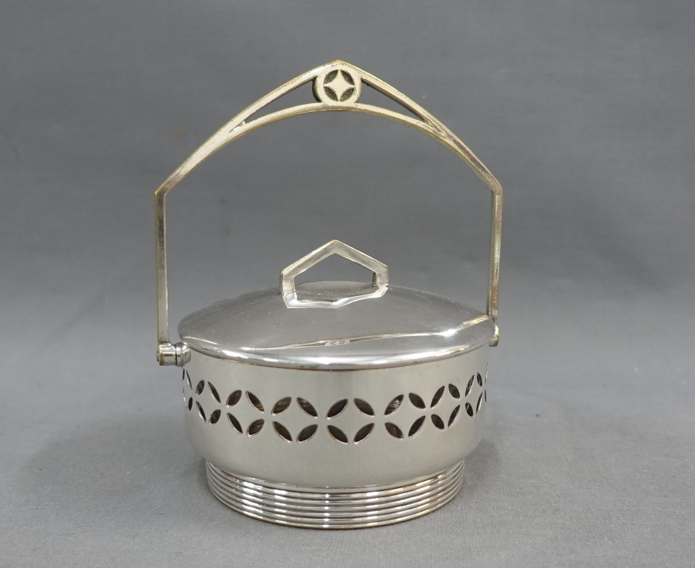 WMF Epns and glass dish with a swing handle, 12cm diameter