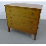 Mahogany chest with three long drawers, 43 x 76cm