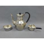 Mid 20th century silver three piece coffee set, marks for Christian J. Sorensen, Denmark, stamped