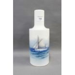 Royal Copenhagen porcelain table lamp base with a Sailing boat pattern and white ground, printed