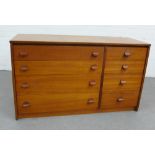 Stag retro teak chest, with an arrangement of eight drawers, 70 x 118 x 44cm