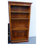 Modern cherrywood open bookcase, adjustable shelves, 201 x 102cm