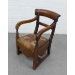 19th century mahogany child's commode chair, 60 x 38cm