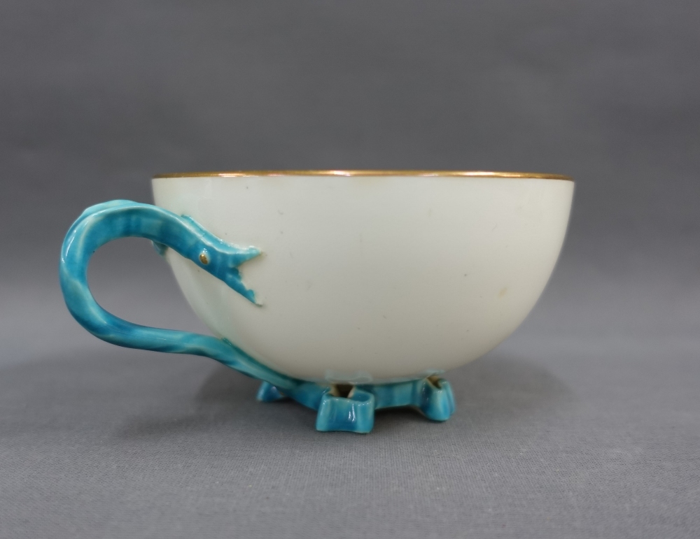 Christopher Dresser (1834-1904) for Minton's, porcelain cup, saucer and side plate trio, (saucer - Image 2 of 3