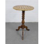 Games table, on a baluster column and tripod legs, 75 x 46cm