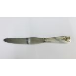 Georg Jensen silver handled knife with London import marks for 1927, with Stainless steel blade,
