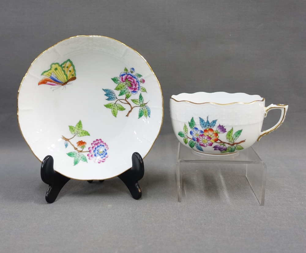 Herend coffee set with handpainted flower and insect pattern, comprising eight cups, eight - Image 5 of 6