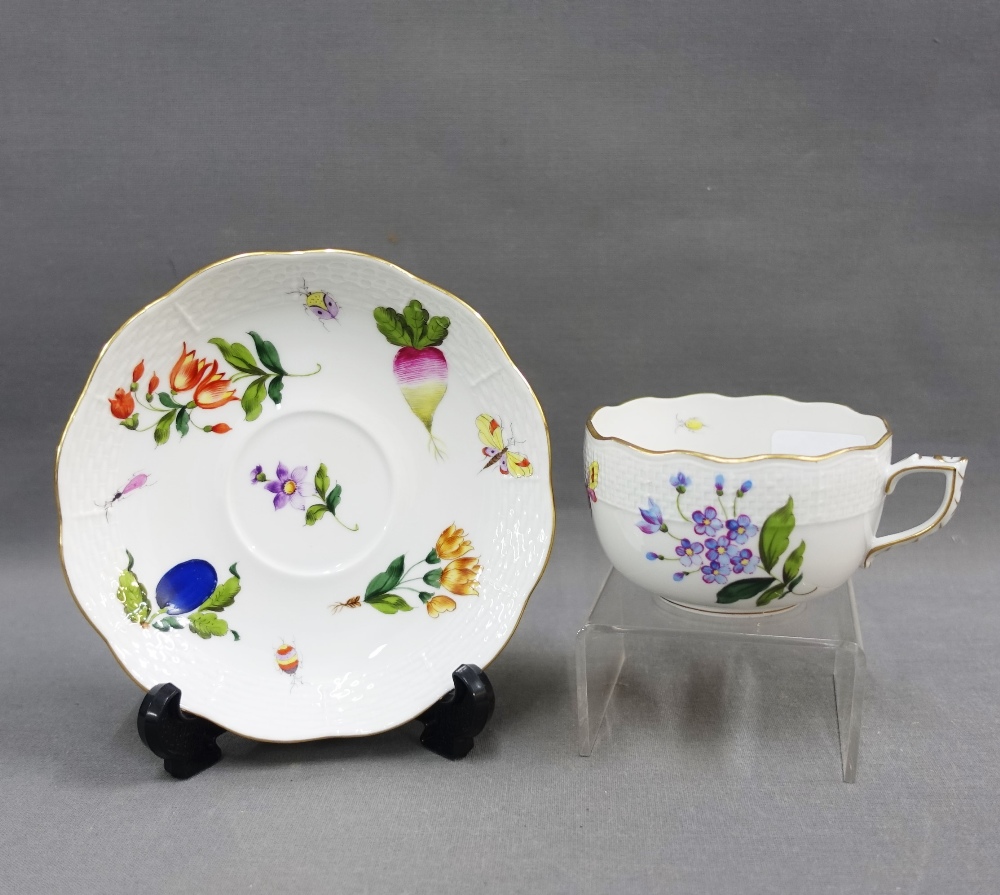 Herend coffee set with handpainted flower and insect pattern, comprising eight cups, eight - Image 3 of 6