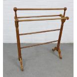 Stained wooden towel rail, 86 x 74cm