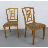 A pair of Art Deco chairs with Chinese style backs, with Whytock & Reid upholstered drop in sets, 95