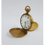 Gold plated full hunter pocket watch with A.L.D Dennison Watch Case Co, No. 263599