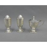 George VI silver three piece condiment set, Birmingham 1940, (3)