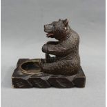 Black Forest style carved wooden Bear desk tidy, 12cm long