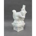 Richard Ginori, blanc de chine porcelain squirrel vase, printed backstamp, 13cm high